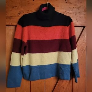 Vintage Adele Knitwear Striped Turtle Neck Sweater